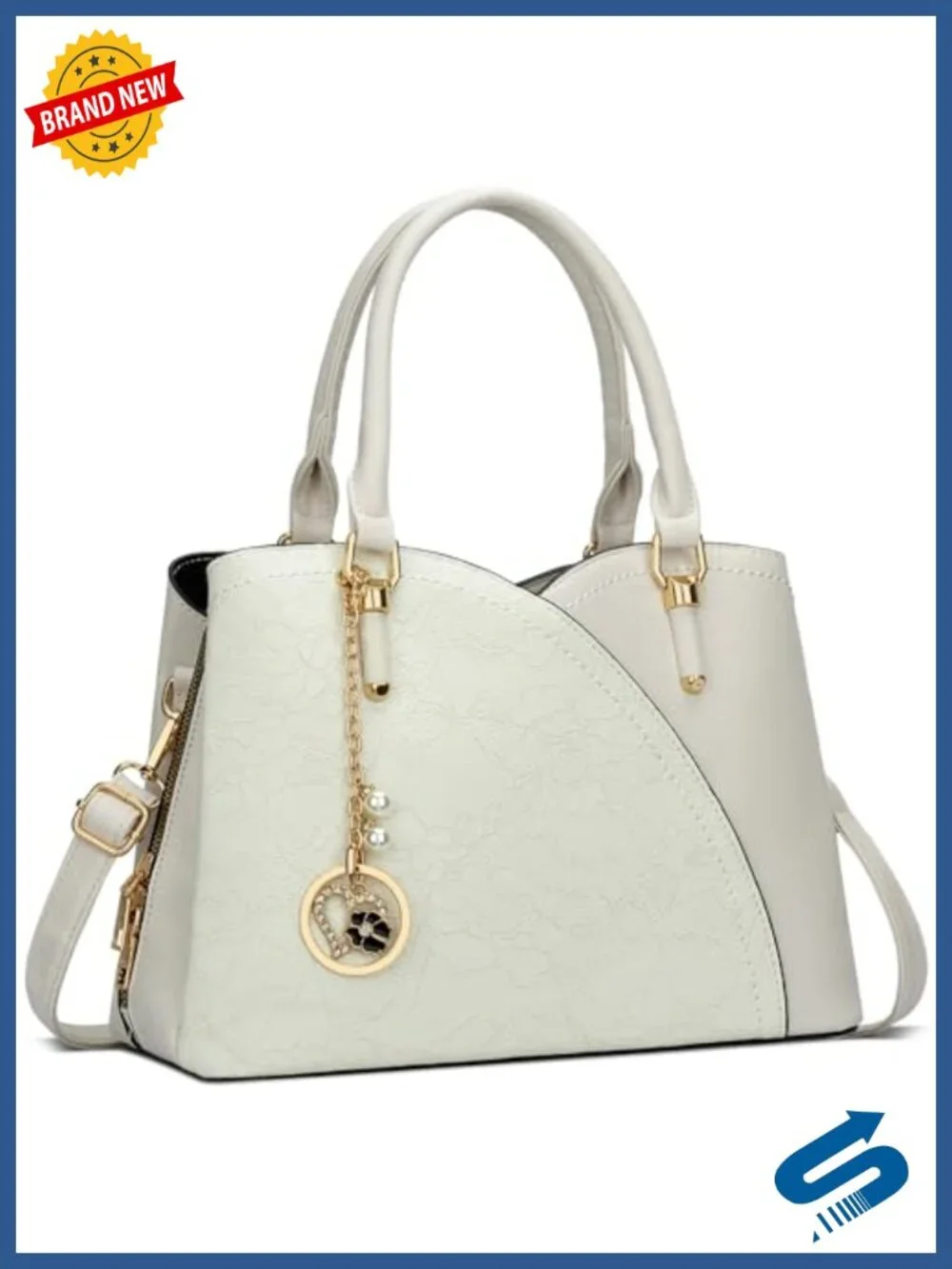 Vegan Leather Triple Compartment Satchel Handbag - Crossbody, Top Handle